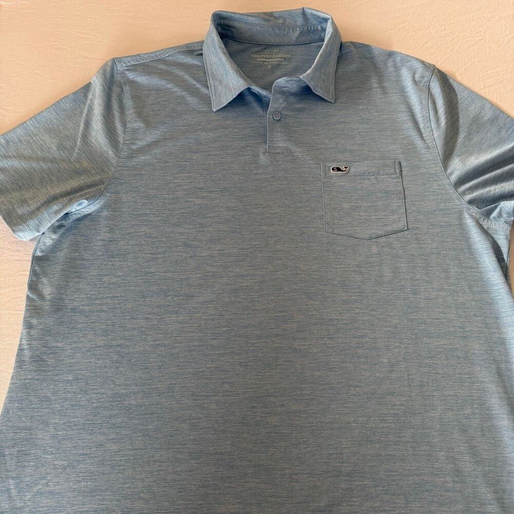Vineyard Vines Performance Polo | Men’s Large | Solid Pale Blue | Short Sleeve G